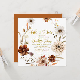 Fall i Kärlek-Möhippan för guldblomma Terracotta Inbjudningar