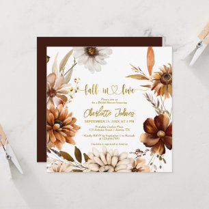 Fall i Kärlek-Möhippan för guldfoil Boho-Blommigte Inbjudningar