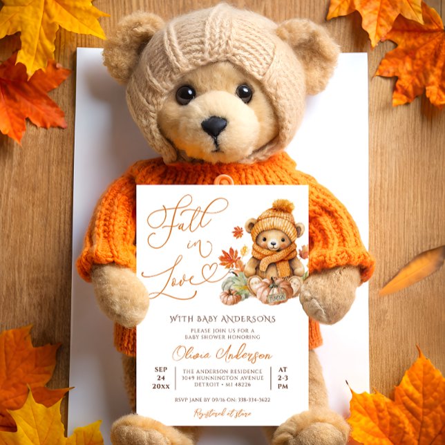 Fall i Kärlek Nalle Baby Shower Inbjudningar (Skapare uppladdad)