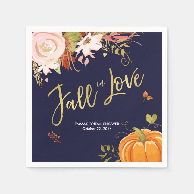 Fall i Kärlek Napkins Möhippa Fall Baby dusch Pappersservett (Framsidan)