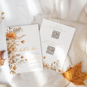 Fall i Kärlek Orange och Möhippa för brun Blommigt Inbjudningar