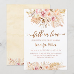 Fall i Kärlek Pampas Grass Boho-Möhippan Inbjudningar