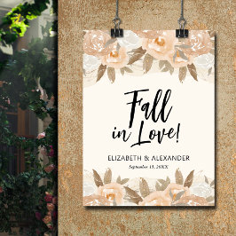 Fall i Kärlek Peach Flowers Bröllop Välkommen Poster