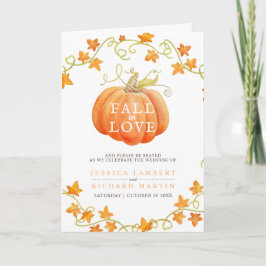 Fall i kärlek pumpa vattenfärgen bröllop program