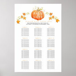 Fall i kärlek pumpkin 12 bröllop bord plan poster
