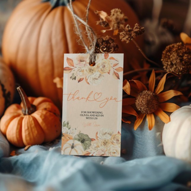 Fall i Kärlek Pumpkin Autumn Shower Presentetikett (Skapare uppladdad)