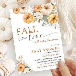 Fall i Kärlek Pumpkin Baby Shower Gender Neutral Inbjudningar