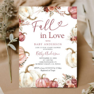 Fall i Kärlek Pumpkin Baby Shower Inbjudningar