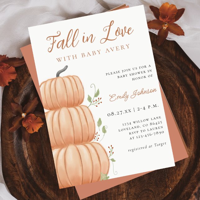 Fall i Kärlek Pumpkin Baby Shower Inbjudningar (Skapare uppladdad)
