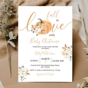 Fall i Kärlek Pumpkin Blommigt Baby Shower Inbjudningar