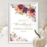 Fall i Kärlek Pumpkin Blommigt Bröllop Välkommen Poster<br><div class="desc">Skapa en elegant och ett tidlöst falltemat bröllop-svit som utan problem återspeglar stil med personlig. Sök efter matchande objekt i samlingen. ANPASSNING: Om du behöver anpassa designen kontaktar du mig via chatta. Om du behöver information om din beställning,  leveransalternativ osv. kontaktar du Zazzle-supporten direkt.</div>