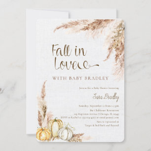 Fall i kärlek Pumpkin Boho pampas babydusch Inbjudningar
