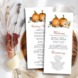 Fall i Kärlek Pumpkin Botanical Autumn Fall Weddin Program