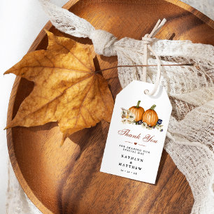 Fall i Kärlek Pumpkin Botanical Bröllop Tack Presentetikett