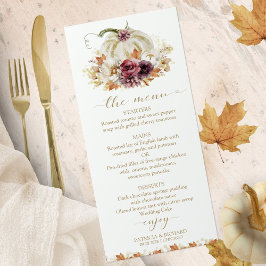 Fall i Kärlek Pumpkin Bröllop Menu-kort Meny