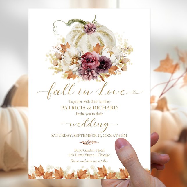 Fall i Kärlek Pumpkin Budget Wedding-inbjudningar Flygblad (Skapare uppladdad)