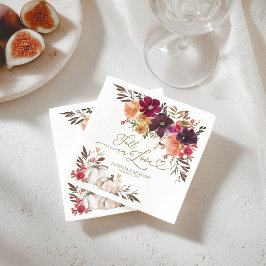 Fall i Kärlek Pumpkin Burgundy Blommigt Bröllop Pappersservett