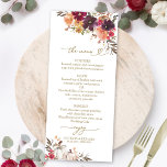 Fall i Kärlek Pumpkin Burgundy Bröllop Menu-kort Meny<br><div class="desc">Skapa en elegant och ett tidlöst falltemat bröllop-svit som utan problem återspeglar stil med personlig.</div>