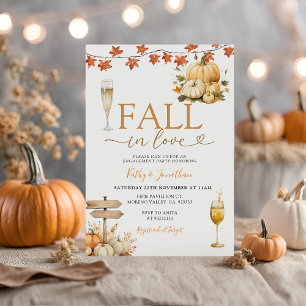 Fall i Kärlek Pumpkin Fall Lämna Förlovning Inbjudningar