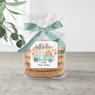 Fall i Kärlek Pumpkin Farm Lastbil Baby Shower Fyrkantigt Klistermärke