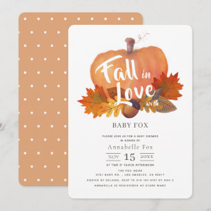 Fall i Kärlek Pumpkin Höst löv Baby Shower Inbjudningar