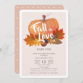 Fall i Kärlek Pumpkin Höst löv Rosa Baby Shower Inbjudningar