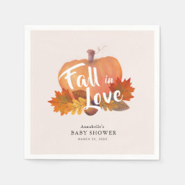 Fall i Kärlek Pumpkin Löv Rosa Baby Shower Papper Pappersservett
