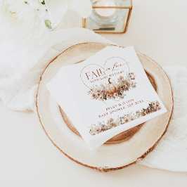 Fall i kärlek Pumpkin Wildblommes hjärta Baby Show Pappersservett