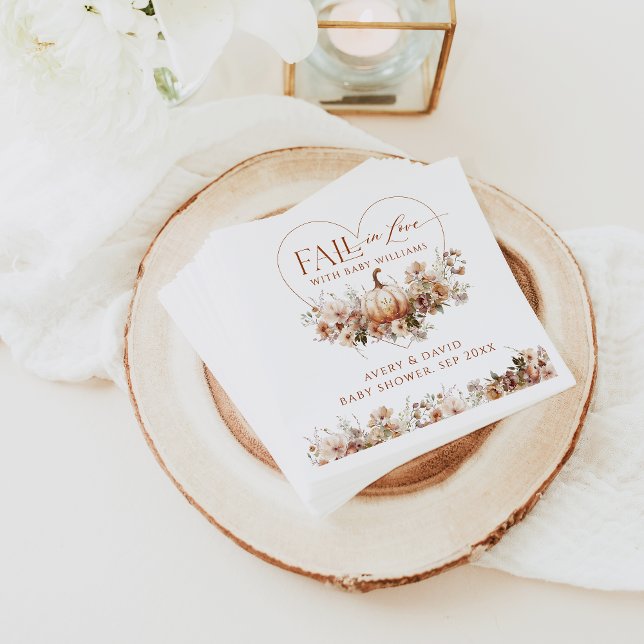 Fall i kärlek Pumpkin Wildblommes hjärta Baby Show Pappersservett (Skapare uppladdad)