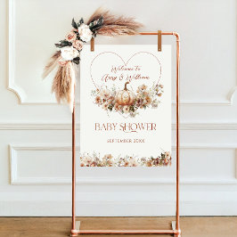 Fall i kärlek Pumpkin Wildblommes hjärta Baby Show Poster