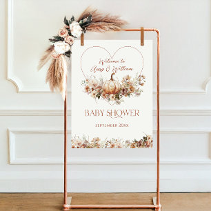 Fall i kärlek Pumpkin Wildblommes hjärta Baby Show Poster