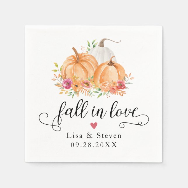 Fall i Kärlek Pumpkins Bröllop Napkins Pappersservett (Framsidan)