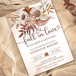 Fall i Kärlek Romantic Boho Blommigt Baby Shower Inbjudningar
