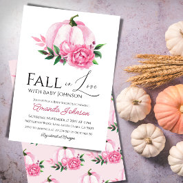Fall i Kärlek Rosa Pumpkin Rustic Baby Shower Inbjudningar