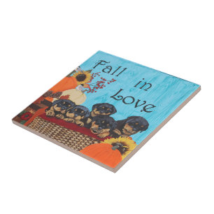 Fall i Kärlek Rottweiler-utskrift Kakelplatta