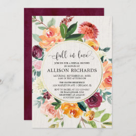 Fall i kärlek Rustic blommigt foliemöhippa Inbjudningar