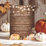Fall i Kärlek Rustic Blommigt Pumpkin Bröllop Inbjudningar<br><div class="desc">Meddela ditt kärlek-fyllda firande med denna nedgång i Blommigtens bröllopsinbjudan på Kärlek i höst. Denna inbjudan är ett uttryck för höstens vackra och charm, som visar prov på exquisite blommigt inslag och en bra pumpkinställning. Med hjälp av mallen anpassade kan du lägga till din personliga beröring med Zazzles verktyg, inklusive...</div>