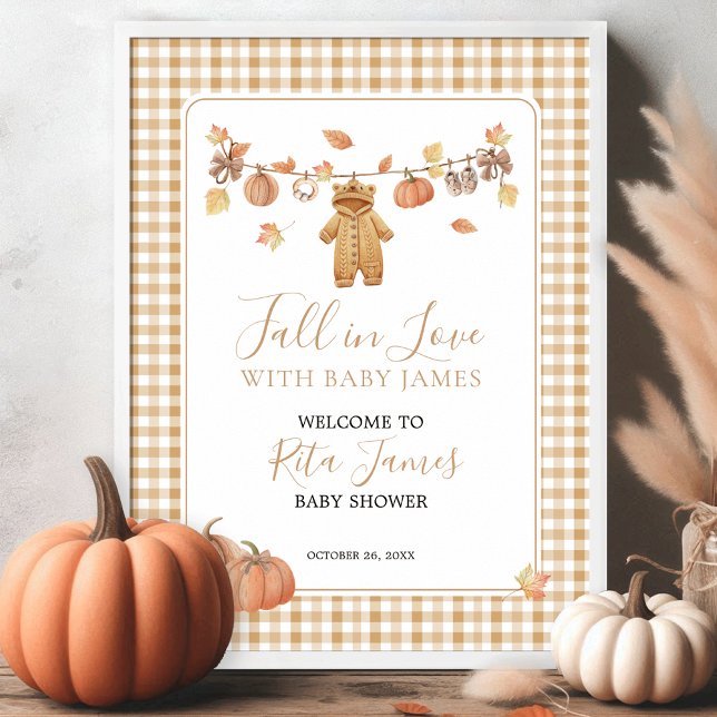 Fall i Kärlek Rustic Boho Fall Baby Shower Välkomm Poster (Skapare uppladdad)