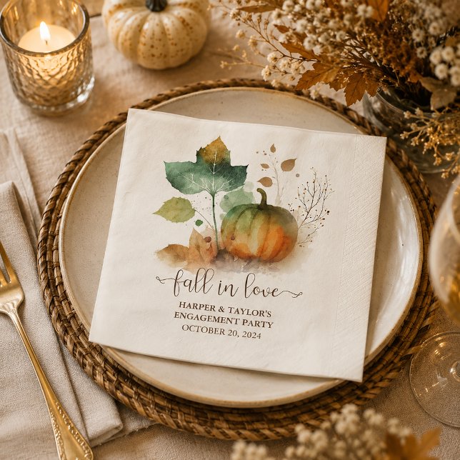 Fall i Kärlek Rustic Elegant Pumpkin Pappersservett (Skapare uppladdad)