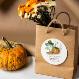 Fall i Kärlek Rustic Elegant Pumpkin Runt Klistermärke