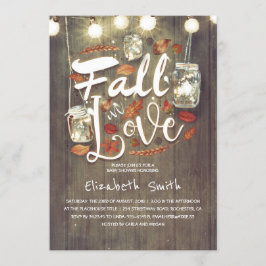 Fall i Kärlek Rustic Mason Burk Baby Shower Inbjudningar