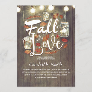Fall i Kärlek Rustic Mason Burk Baby Shower Inbjudningar