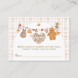 Fall i Kärlek Rustic Modern Baby Shower Diaper Tilläggskort