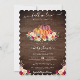 Fall i Kärlek - Rustic Pumpkin Autumn Baby Shower  Inbjudningar