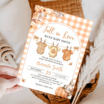 Fall i Kärlek Rustic Pumpkin Baby Shower-inbjudan