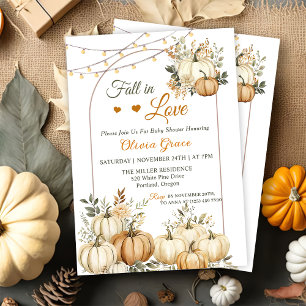 Fall i Kärlek Rustic Pumpkin Blommigt Baby Shower Inbjudningar