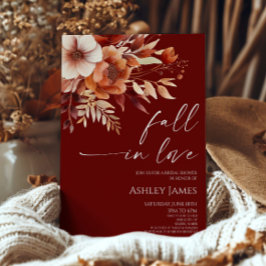 Fall i Kärlek Rusty Burgundy Blommigt Möhippa Inbjudningar