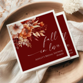 Fall i Kärlek Rusty Burgundy Blommigt Möhippa Pappersservett