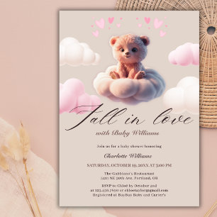 Fall i Kärlek-slangen på en Cloud Girl Baby Shower Inbjudningar