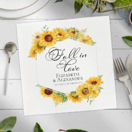 Fall i kärlek | Solros Blommigt Photo Bröllop Pappersservett